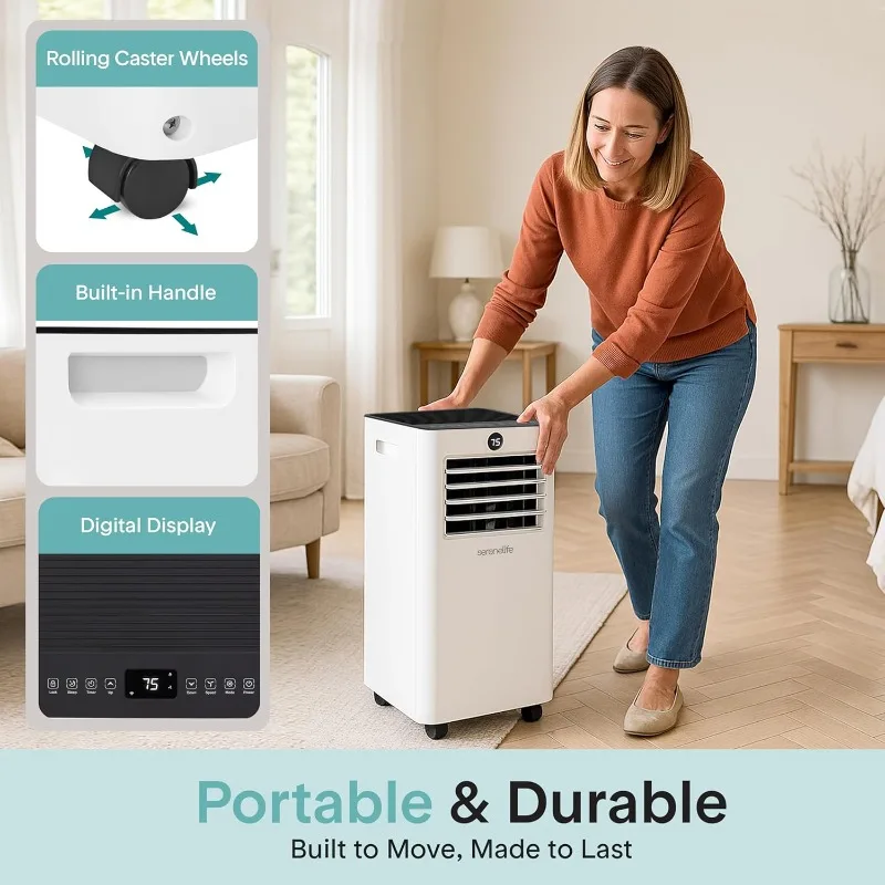 8000 BTU Portable Air Conditioner, Small AC Unit with Dehumidifier and Fan, Mini AC Unit with 350 Sq. Ft. Coverage, T
