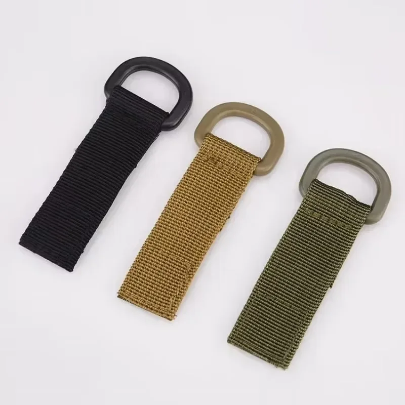 5Pcs Tactical Multifunction Nylon Molle Webbing Belt D-Ring Carabiner Magic Tape Hanging Keychain Backpack Hook Molle Buckle