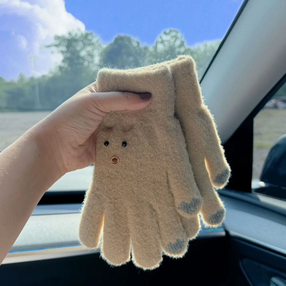 

Модные вязаные перчатки ярких цветов, варежки с пятью пальцами и сенсорным экраном, теплые ветрозащитные перчатки для езды на велосипеде, зимние