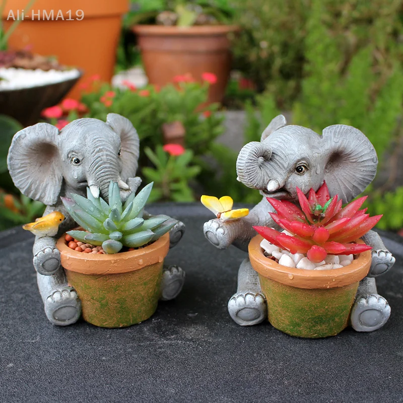 Elephant Embracing Flower Pot Statue Home Living Room Balcony Decoration Outdoor Garden Courtyard Decoration