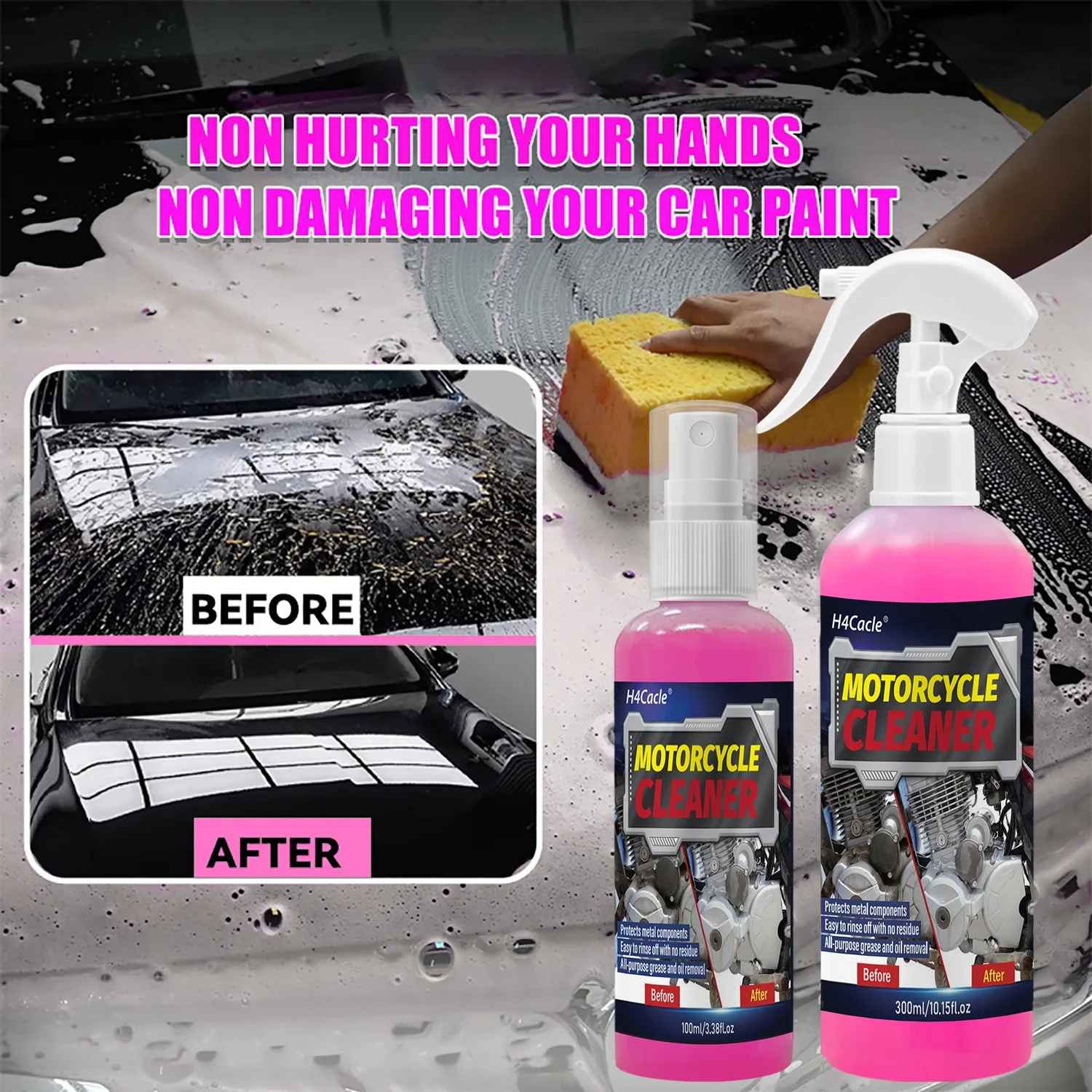 منظف رغوي مركز لغسيل الدراجات النارية، منظف سكوتر كهربائي، شمع السيارة ومزيل البقع، شمع تلميع