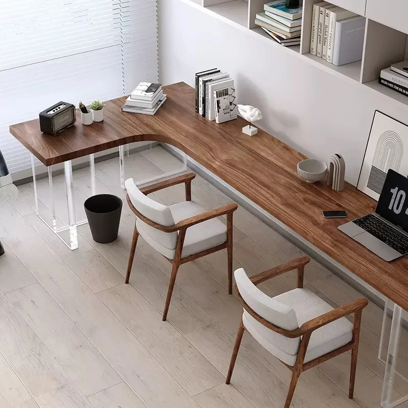 Acrylic suspension corner solid wood integration, study L-shaped double computer desk corner office