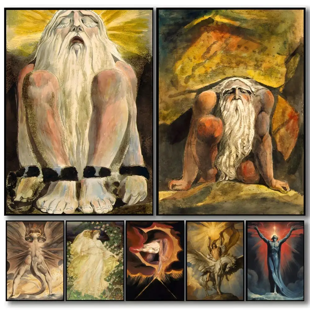 Art William Blake Poster Self-adhesive Art Waterproof Paper Sticker Coffee House Bar Room Wall Decor