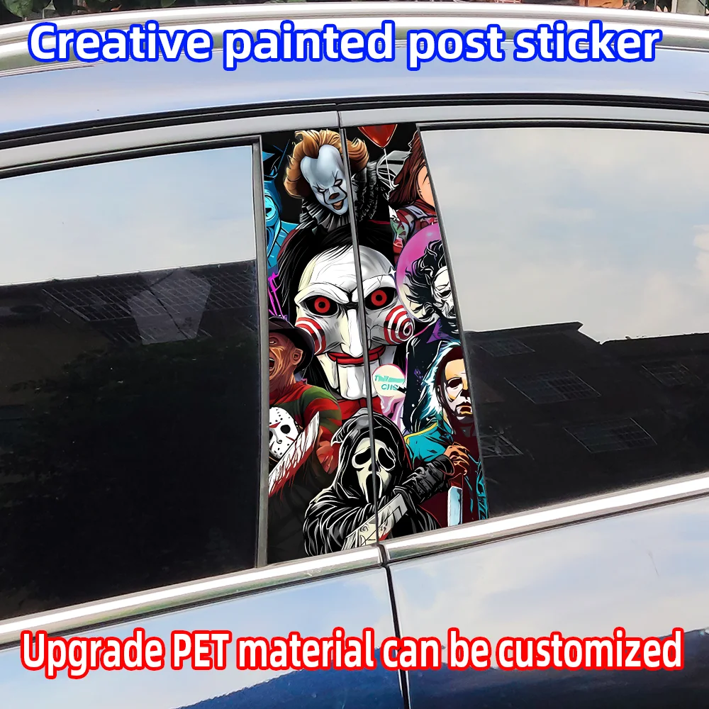 Personaggio horror Fantasma Adesivi per auto Halloween Auto B Pilastro Decorazione impermeabile Copertura Graffi Porte auto Pilastro Protezione solare Decalcomanie