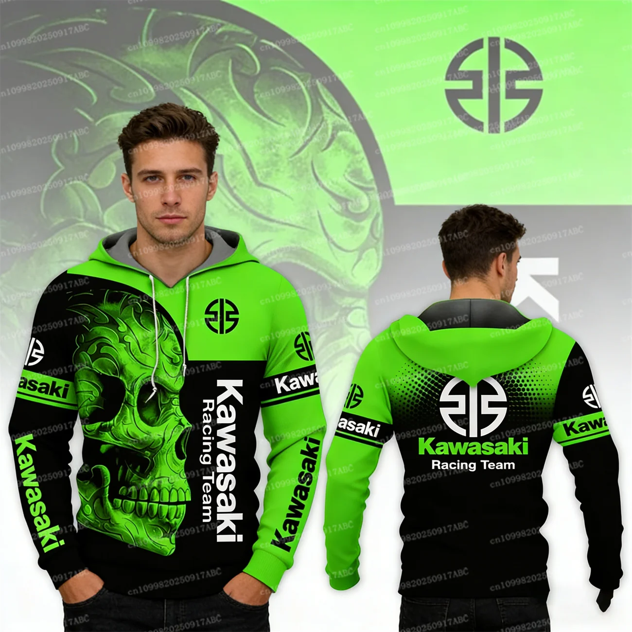 

（Kawasaki ）Men's Hoodie Kawasaki Hooded Men's Sports and Leisure Wear 3D Printed Women Hoodie Adventure Fashion Motorcycle Top