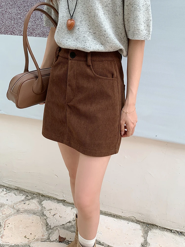 レディース冬用シェニールハイウエストスリムAラインミニスカート - ボディコン滑り止めカジュアルミディスカート