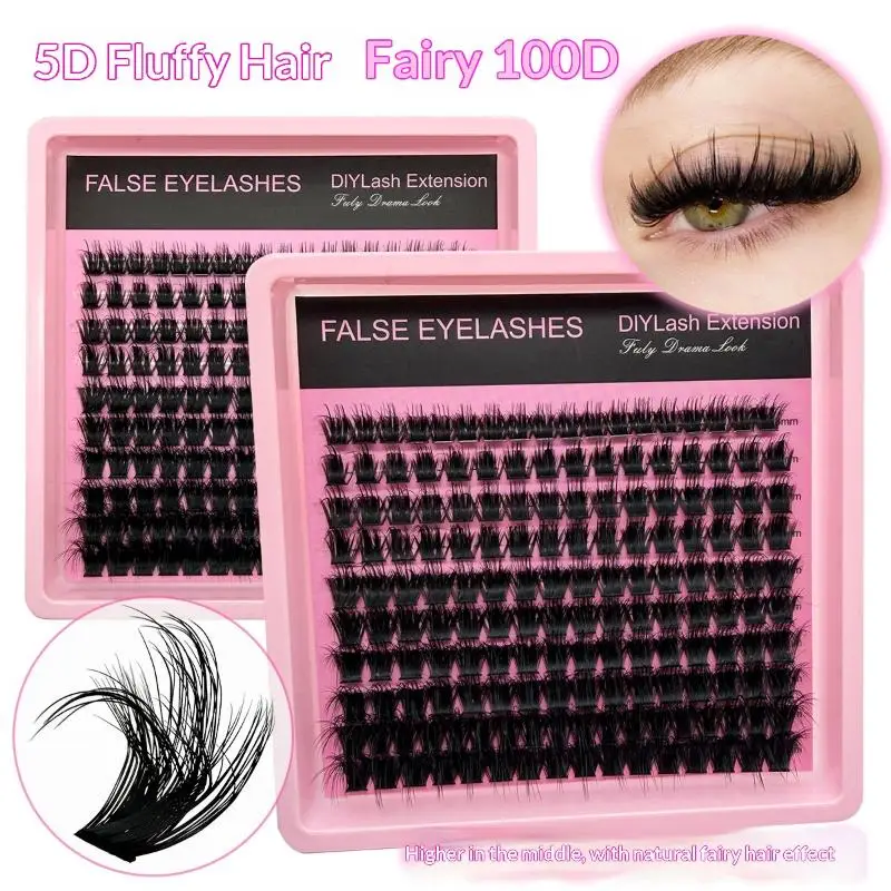Fluffy D Curl Cluster Lashes Wispy Mink Eyelash Extensions 8 to 16mm for Soft Layered Eye Makeup