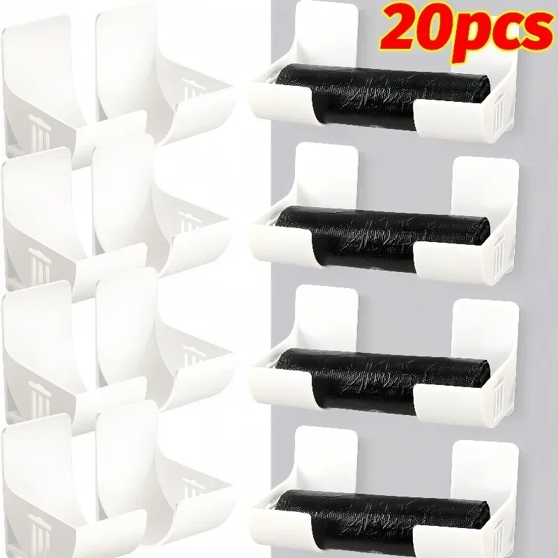 20/2pcs Wall Mounted Trash Bags Holder Garbage Bag Storage Box Plastic Bag Film Container Dispenser Shelf Kitchen Organizer