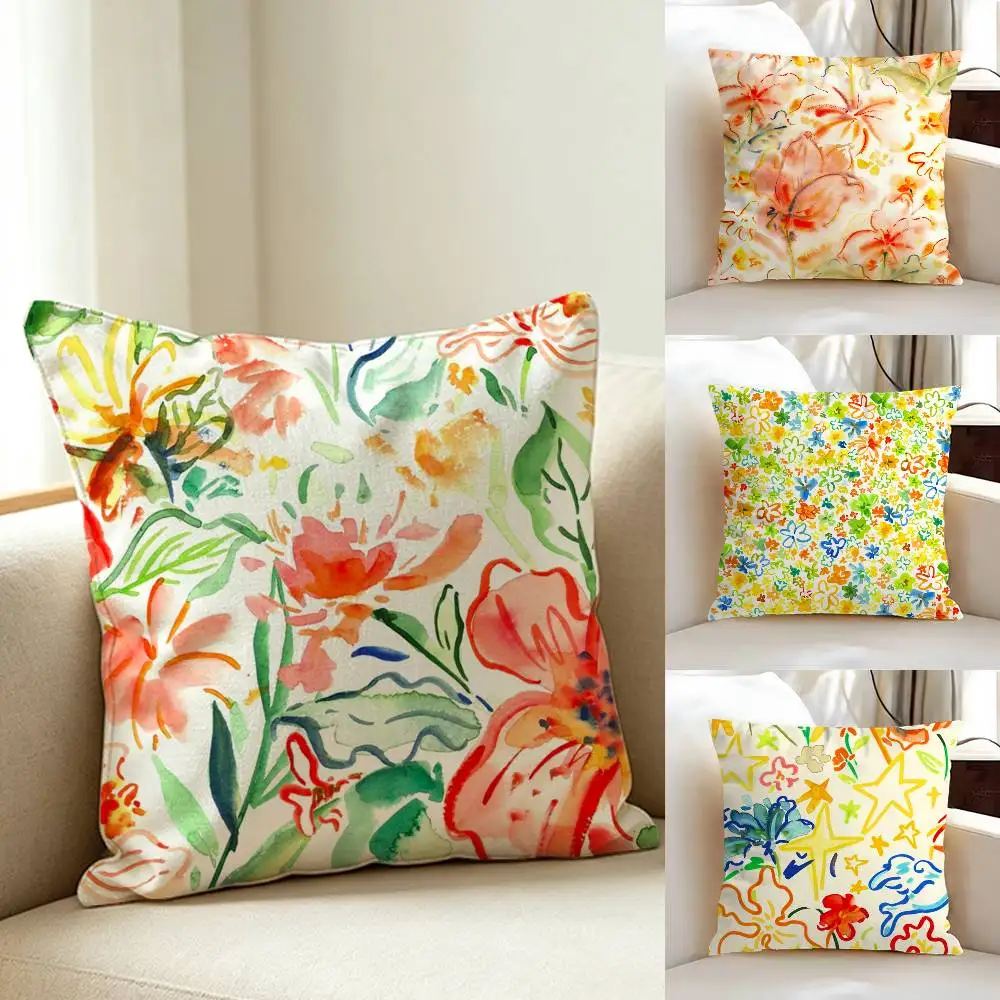 Vintage Flowers Throw Pillow Cover Neutral Decor Cushion Cover Soft Sofa Couch Bed Home Decor Pillow Case