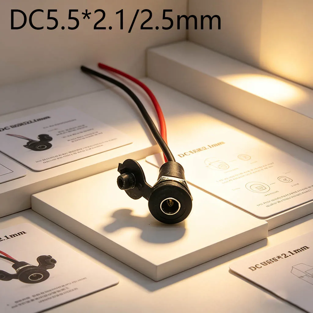 100pcs 5.5 * 2.5/2.1mm 1.5square millimeter lithium battery connected to charging port DC power female head with cable socket