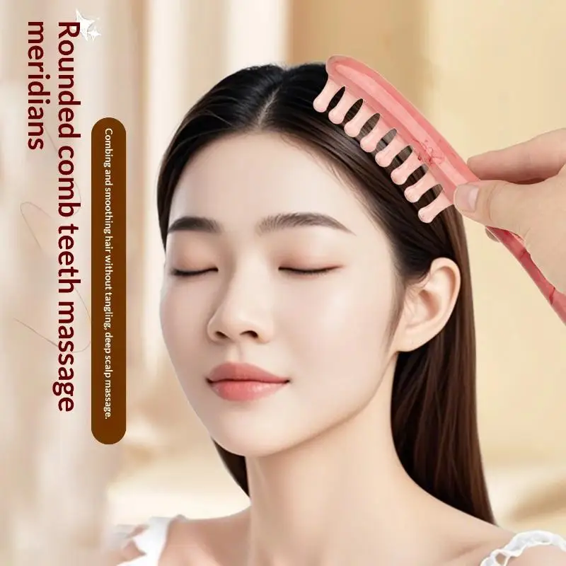 Resin Scalp Massage Comb With Smooth Rounded Teeth Comfortable Grip For Hair Care Relaxation Head Tension Relief