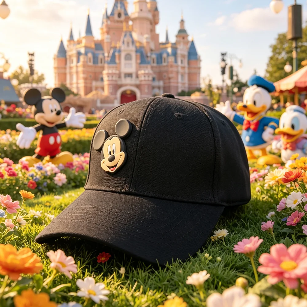 Boné de beisebol estiloso Disney Mickey, protetor solar, respirável, ajustável, ideal para uso casual, para homens e mulheres com cabeça grande