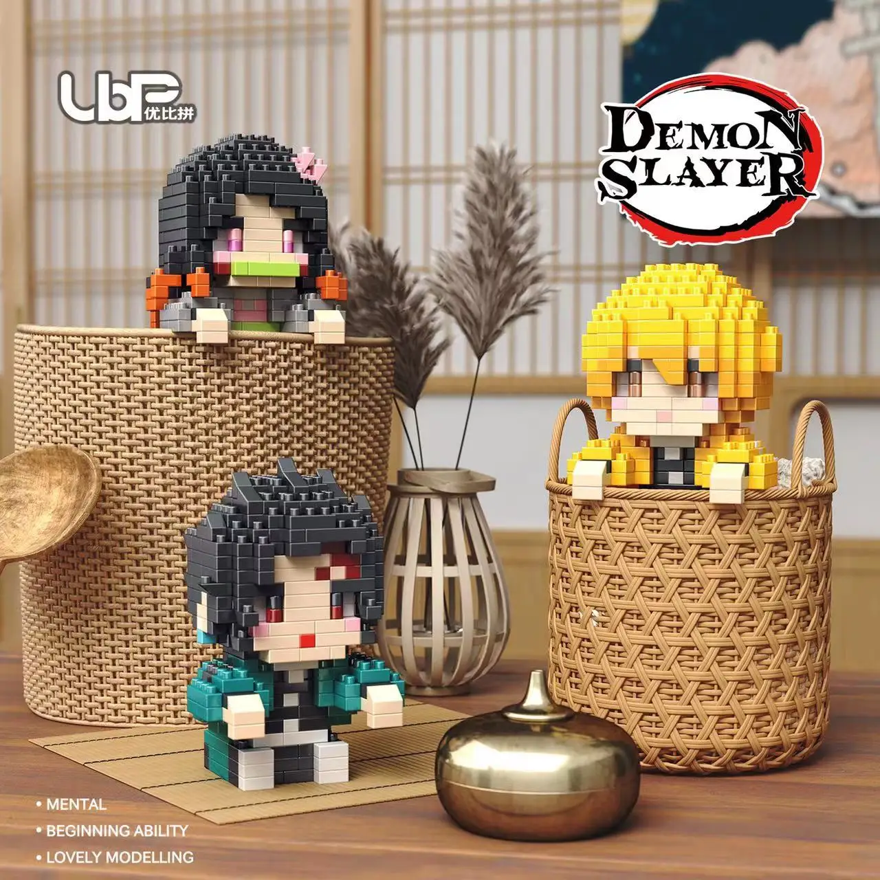 Demon Slayer Micro Building Blocks Pendant Kamado Tanjirou Nezuko Zenitsu Ornaments Mini Brick Figrue Toys For Home Office Decr