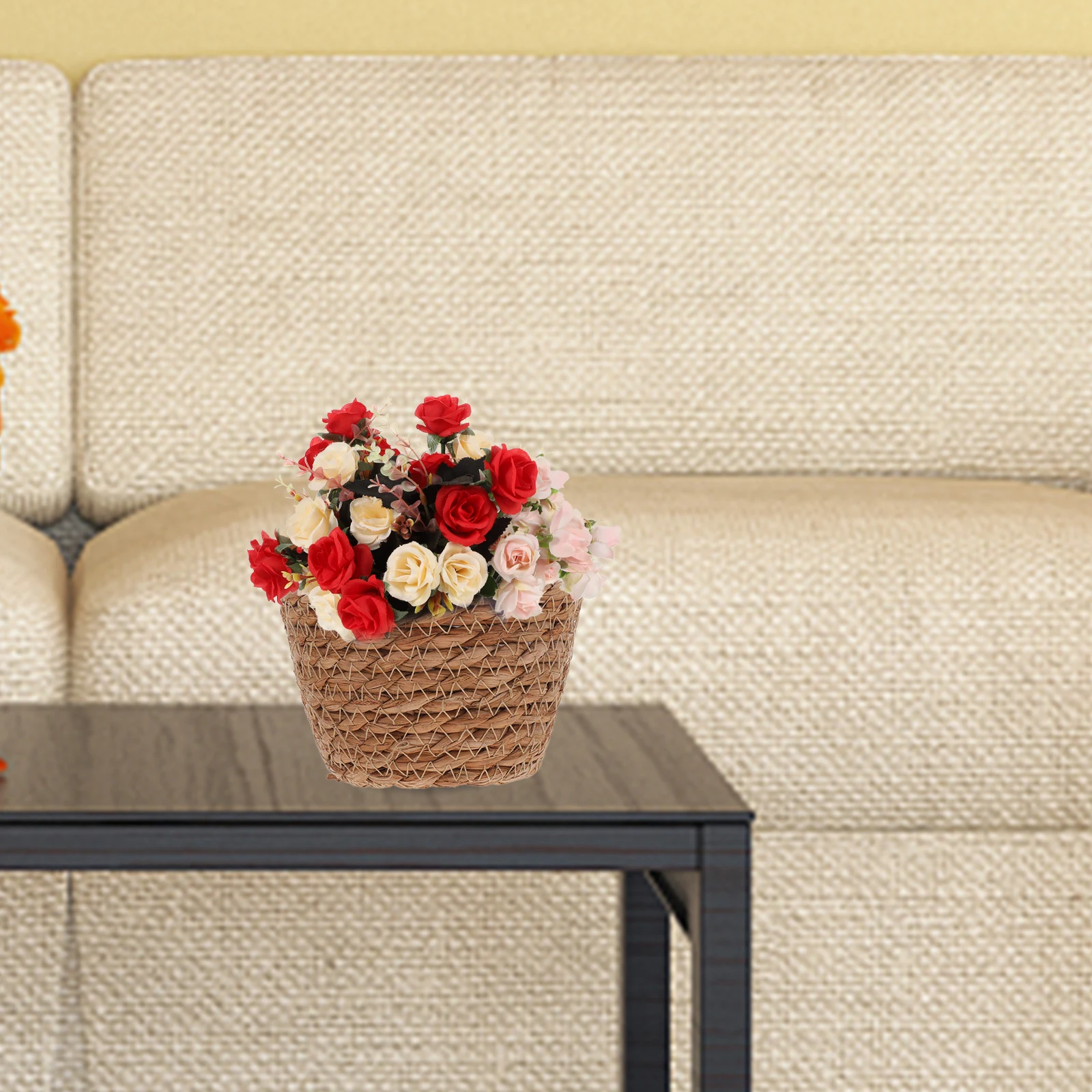 

2pcs Green Plant Flower Pot Hand Woven Natural Basket For Indoor Plants Storage Decorative Planter Durable Garden Flower Holder