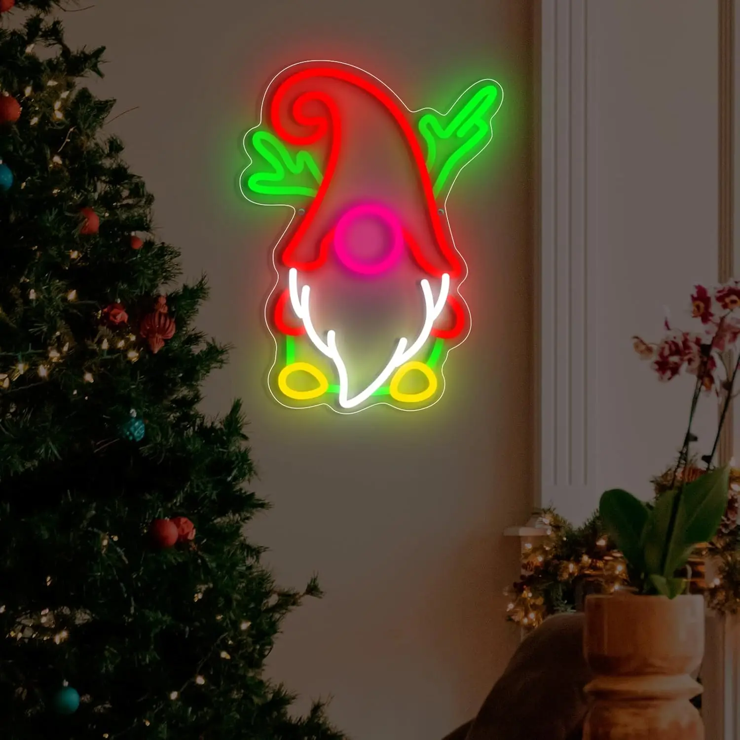 لافتة نيون جنوم عيد الميلاد ، إضاءة ليد قابلة للتعتيم ، فن جداري ، غرفة ألعاب ، غرفة نوم ، غرفة معيشة ، هدية ديكور عيد الميلاد #3