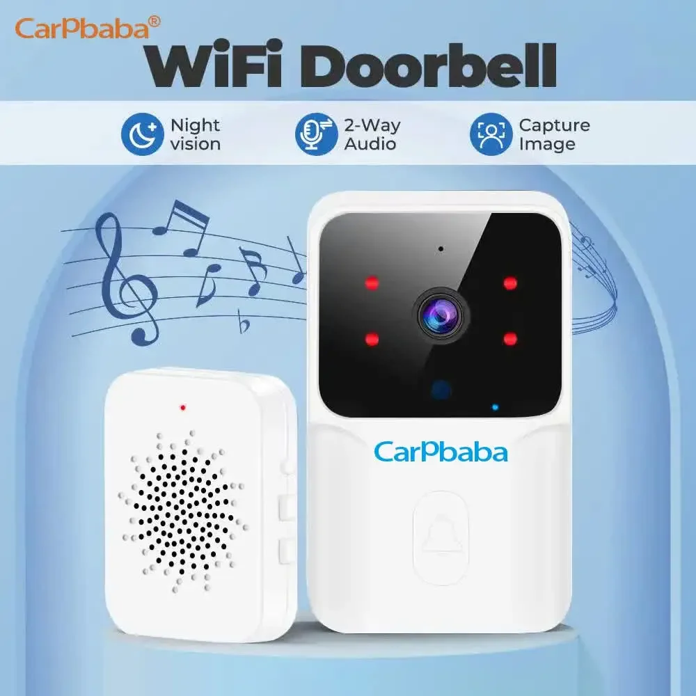 Carpbaba M8 WiFi Video Doorbell Wireless Camera PIR Motion Detection Alarm Security Smart Home Door Bell Intercom for Home