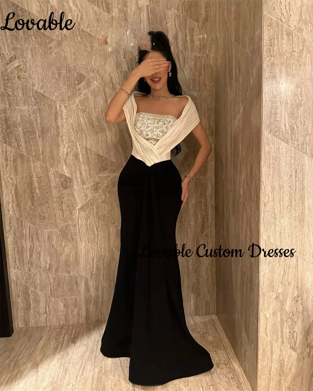 فساتين حفلات أنيقة للنساء مخصصة حورية البحر بدون حمالات بطول الأرض فساتين لحضور الحفلات الموسيقية كشكش كاب الأشرطة سستة حتى فساتين رسمية #4