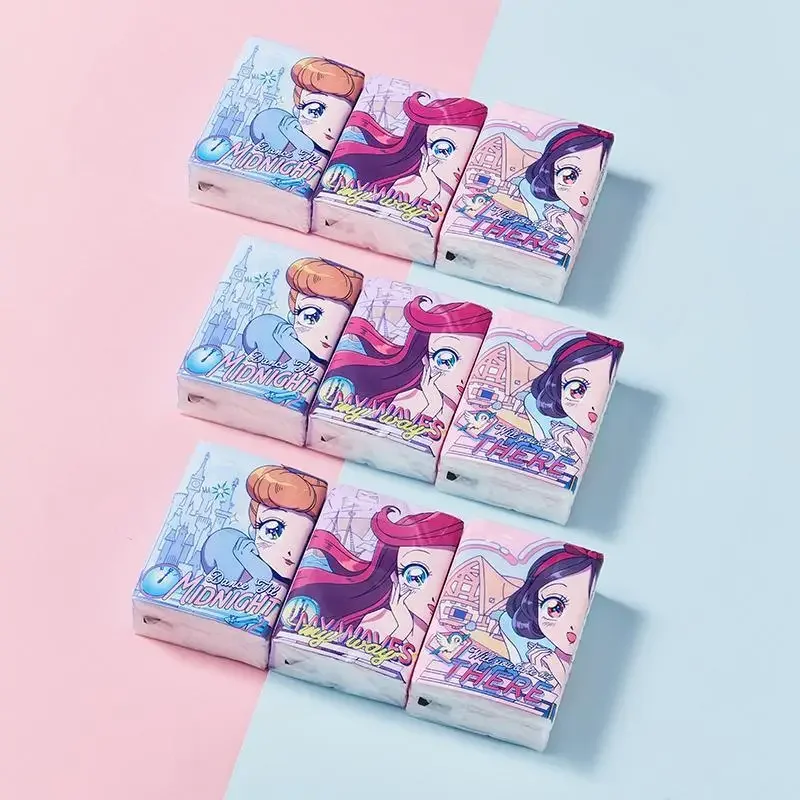 Miniso Disney Princess Paper Napkin Cartoon Cute Girls Waterproof Breathable Disposable Hemostatic Gift