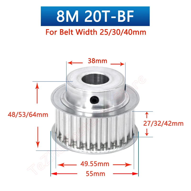 1pc 20 30 Teeth 8M Timing Pulley 20T 30T HTD8M Synchronus Pulley Bore 8/10/12/12.7/14/15/16/17/18-30mm For Belt Width 25/30/40mm