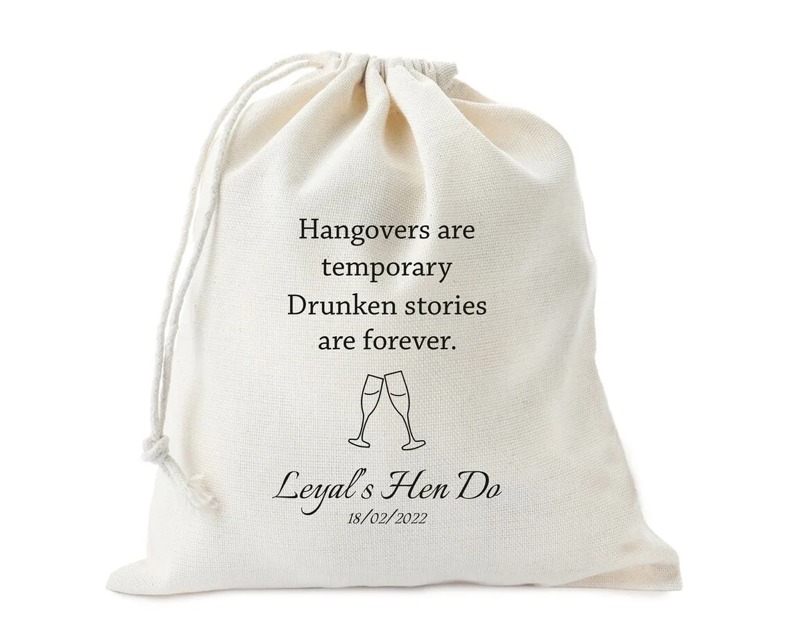 20 Pcs Hangovers are temporary drunken stories are forever - Hangover kit - Survival kit - Bachelorette party - Gift ideas