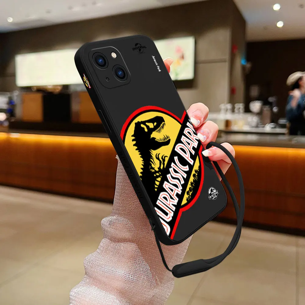 Coque Jurassic ParkS CapaS plate Phone Case For iPhone 15 14 13 12 11 Pro Max Mini X XR XS MAX SE20 8 7 Silicone with Hand Strap