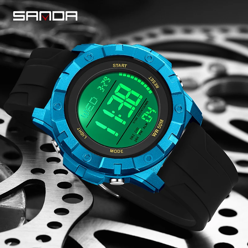 SANDA 2176 Luxury New LED Orologio sportivo elettronico digitale Casual uomo ragazzo Militare Orologi da polso impermeabili relógio masculino