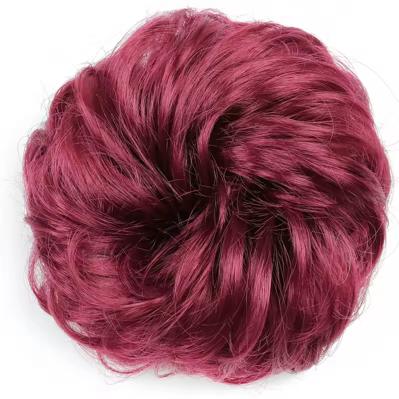 Azqueen Synthetic Messy Bun Chignon Donut Gary Brown Color Hair Bun Pad Elastic Hair Rope Rubber Band Hair Extensions - Image 19
