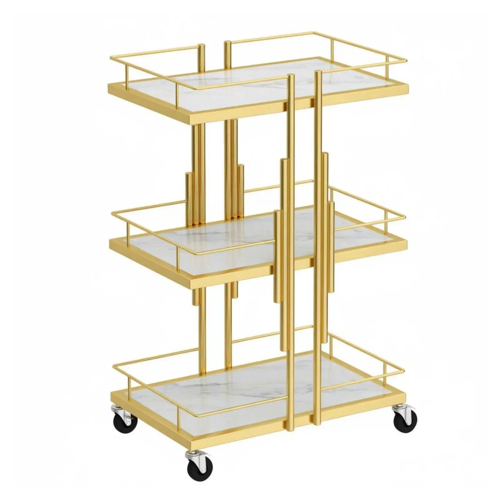 Rolling Salon Trolley Three Layer Beauty Salon Cart Storage Shelf Utility Organizer for Spa Bedroom Living Room
