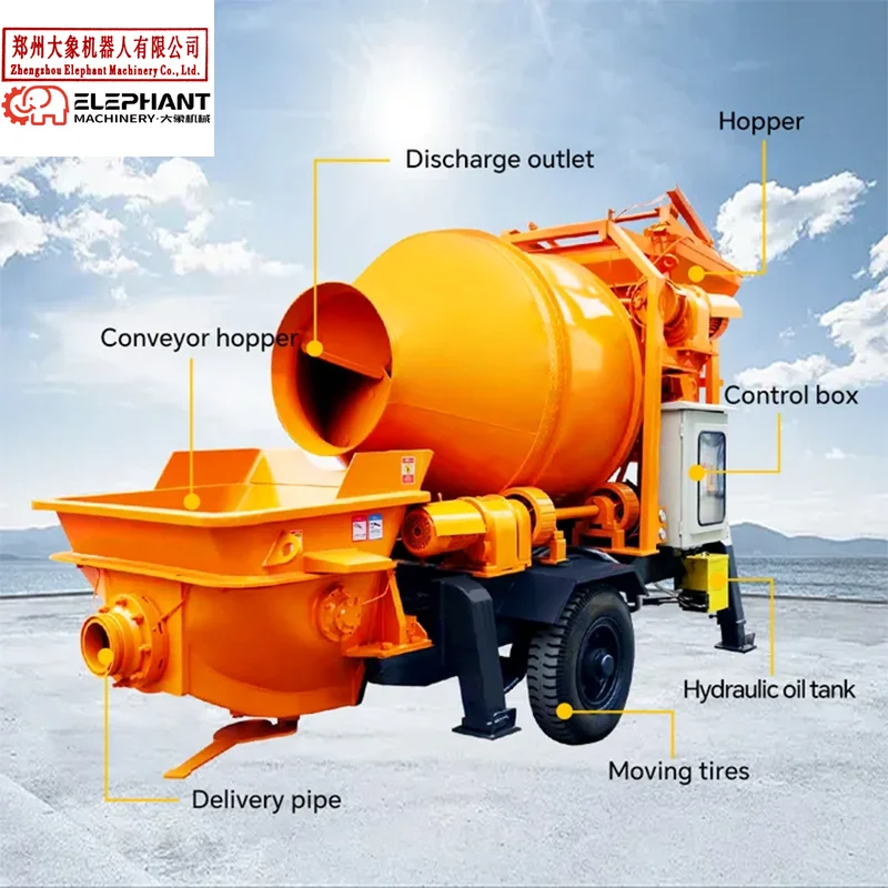 Customized China Diesel/ Electric Concrete Pump With Self Loading Concrete Mixer For Construction Work