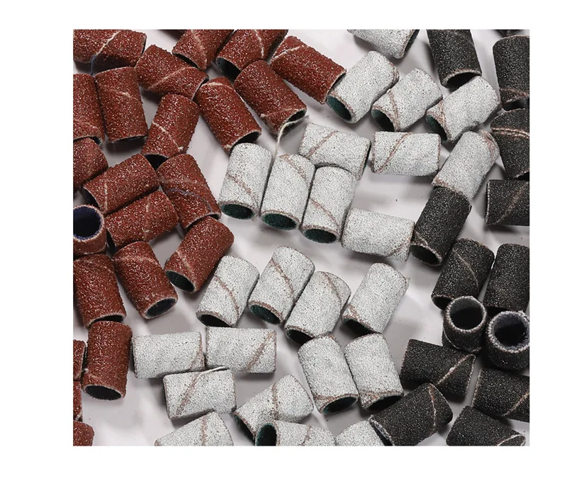 100/210Pcs Sanding Ring With Rod Abrasive Rotary Tool Case Drum Grinding Head Nail Drill Electric Mini Machine Grinding Sand Rin