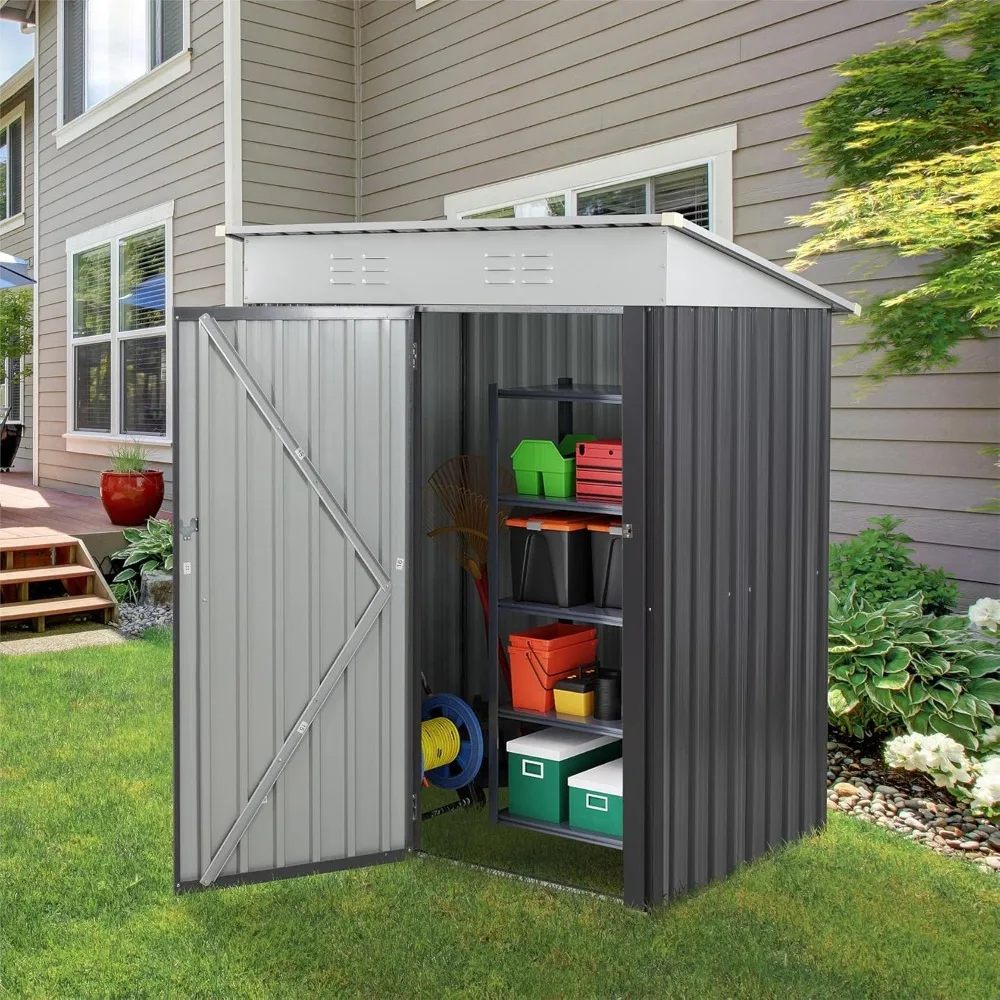 5 x 3 x 6 FT Outdoor Storage Shed Clearance with Lockable Door Metal Garden Shed Steel  Storage House Waterproof Tool Shed