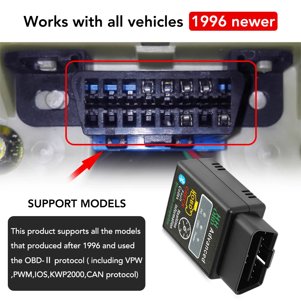 ELM327 Bluetooth-compatible OBD2 OBDII Car Diagnostic Tool For VW Polo Golf 4 5 6 7 Beetle MK3 MK4 MK5 MK6 Bora CC Passat B6 B5