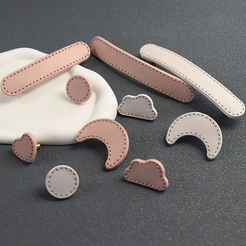 Nordic Children's Furniture Drawer Leather Handle Brass Pull Kitchen Wardrobe Cabinet Knobs Environmentally Artificial Leather