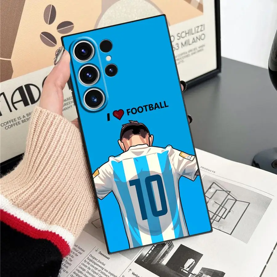 Schwarze weiche Handyhülle für Samsung Galaxy S24 Plus S21 FE S20 S25 Edge S23 Ultra Football Sports Man Cool