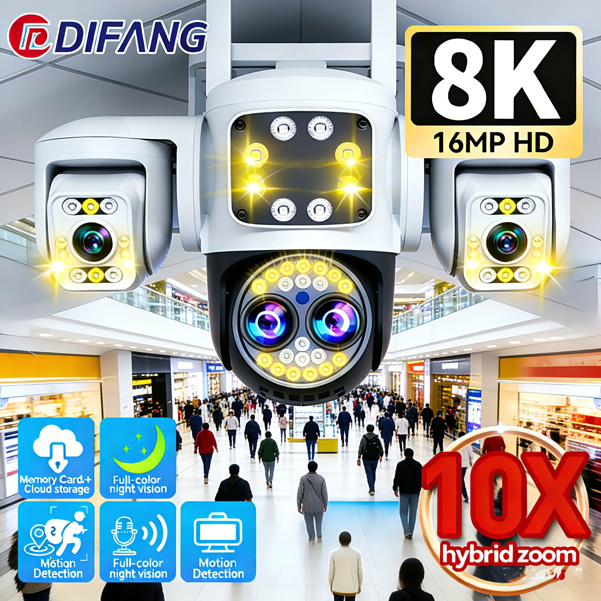 

Yoosee WiFi Security Cameras Outdoor Three Screen 10X Zoom Surveillance Cam Waterproof Surveillance PTZ 360° cctv Yoosee