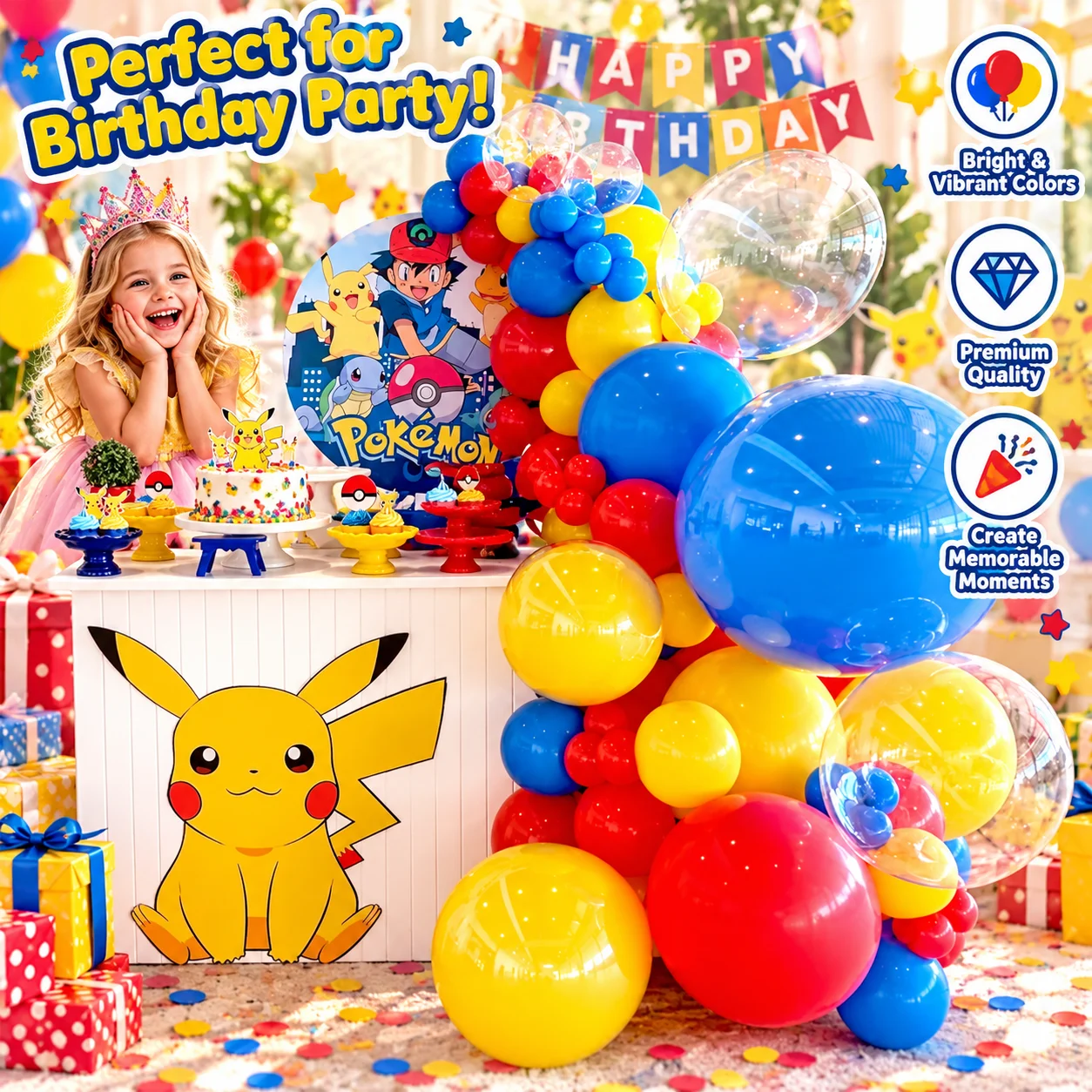 Cute Cartoon Lightning Pet Balloon Garland Set Globos Yellow Balloons Kids Birthday Party Background Decoration