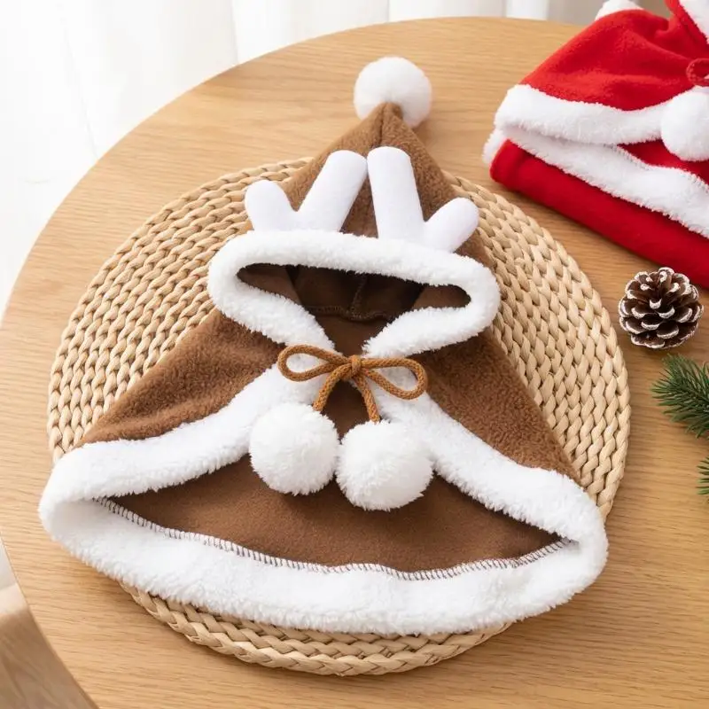 Cat Costume Santa Cosplay Funny Transformed Cat/Dog Pet Christmas Cape Dress Up Clothes Red Scarf Cloak Props Decor