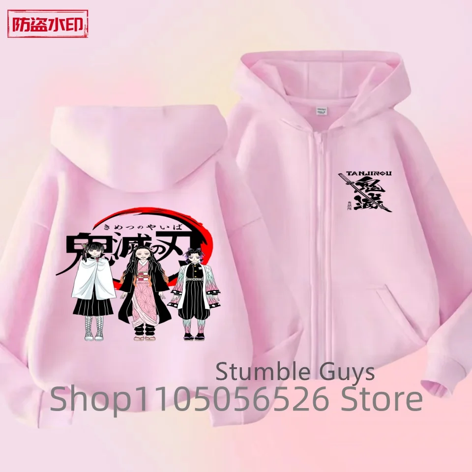 الأطفال سستة نمط القمم معطف شيطان القاتل صبي الفتيات هوديي مناسبة سن 3-12 الاطفال البلوز موضة أنيمي تأثيري الملابس