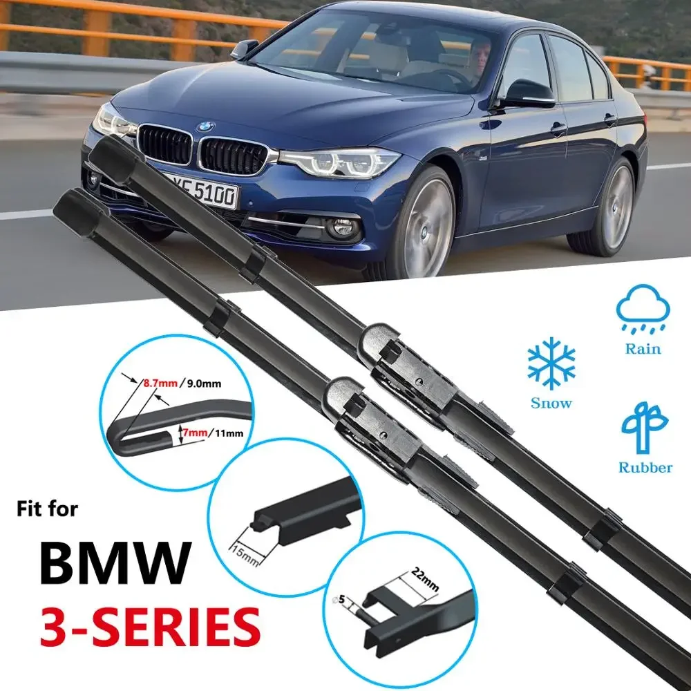 For BMW 3 Series E36 E46 E90 E91 E92 E93 F30 F31 F34 1999~2017 Front Wiper Blades Car Accessories Stickers Cleaning Windshield