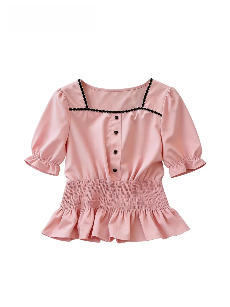 

Unique Beautiful CaraCLUB plus Size Women's Shirt Bubble Sleeve Shoulder Appropriate Mid-Length Unique Summer Fashion Top