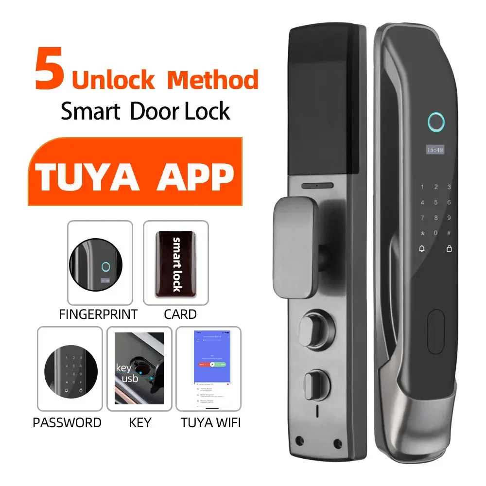 2024 Top Selling TUYA Remote Unlock Fingerprint Smart Door Locks Digital Wifi Lock Keyless Digital Biometric Smart Lock