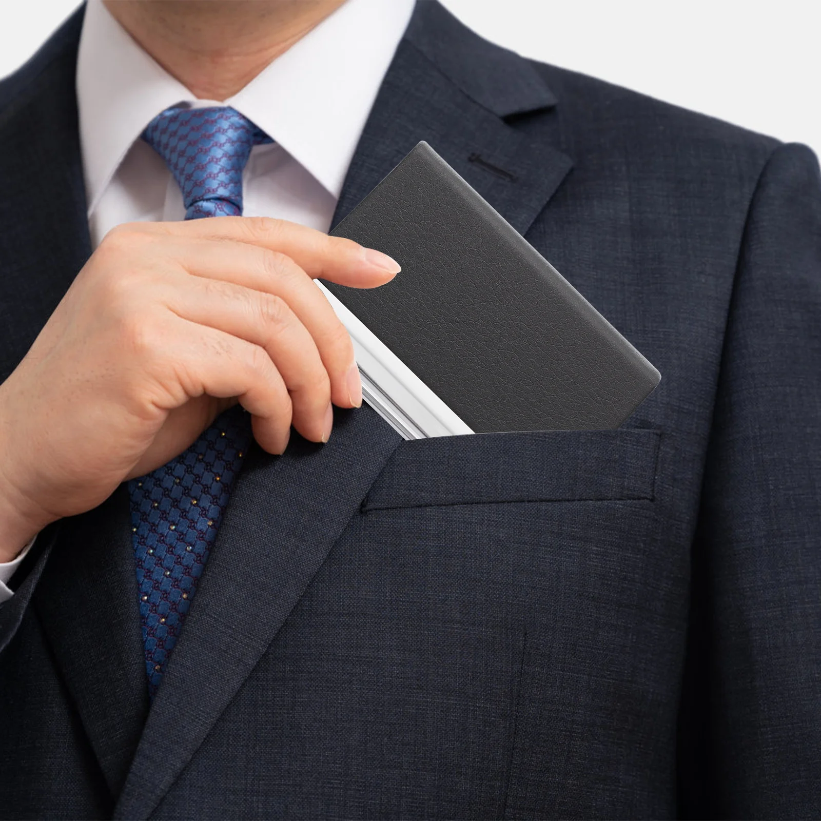 محفظة منظم بطاقات العمل وحامل الائتمان للرجال بسعة كبيرة وحقيبة تخزين بطاقات الاسم بتصميم عصري