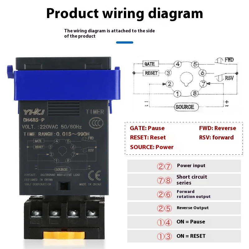 2024 new high-quality time relay DH48 series forward and reverse control time relay 220 neutralV