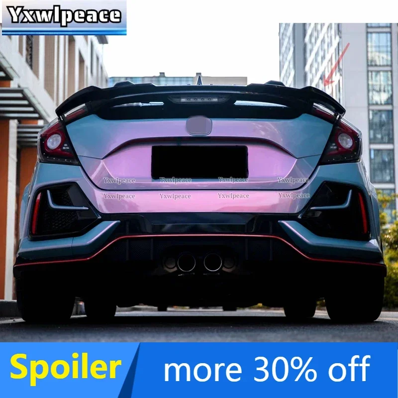 

For Honda Civic Hatchback 2016 2017 2018 2019 2020 Spoiler ABS Plastic Primer Color Rear Trunk Lip Spoiler Car Accessories