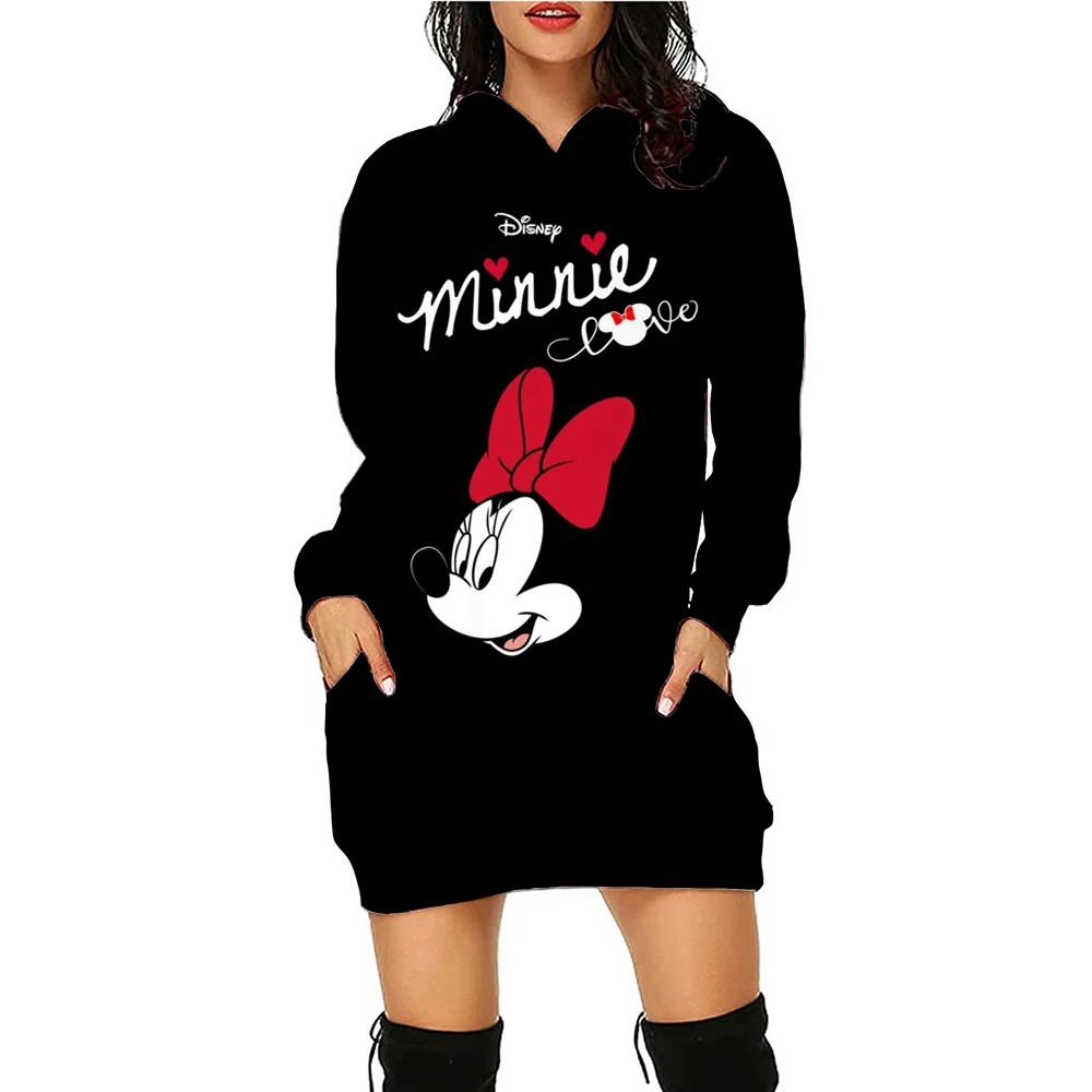 Hoodie Dress Disney Elegant Dresses for Women Mickey Luxury Party Mini Prom Long Sleeves Woman Clothes Minnie Mouse Women\'s 2024