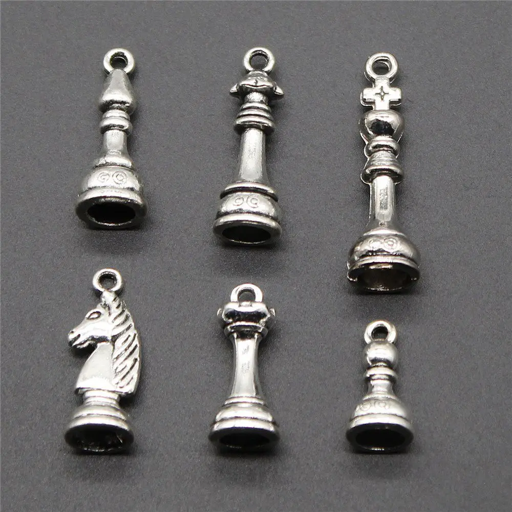 Hot 9pcs Chess Game Charms Pendants Diy Jewelry For Necklace Bracelet Making Accessaries