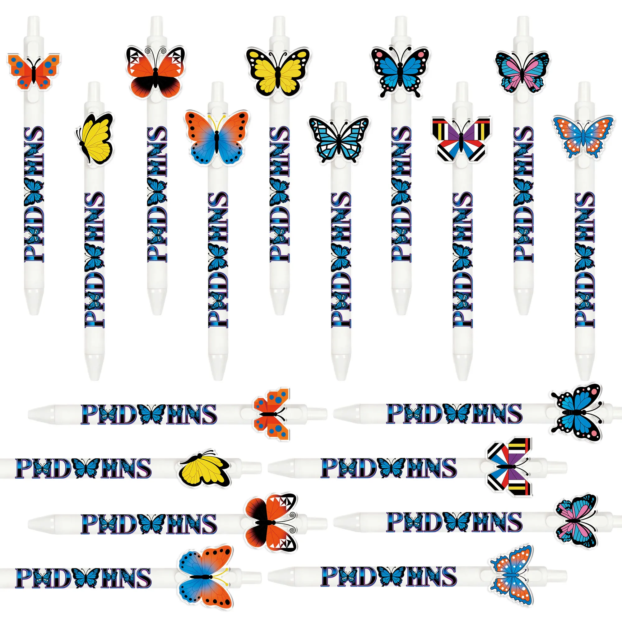 

10/18 цветных шариковых ручек с узором в виде бабочек — элегантные и художественные ручки для офиса и подписи.