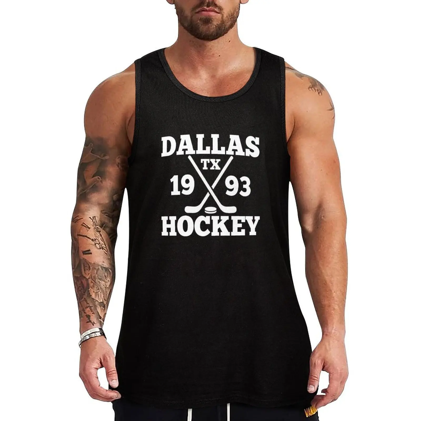 

Texas Dallas Ice Hockey Sticks Star Gift Tank Top Casual Lounge Tank Top Sleeveless Loose Soft Shirt