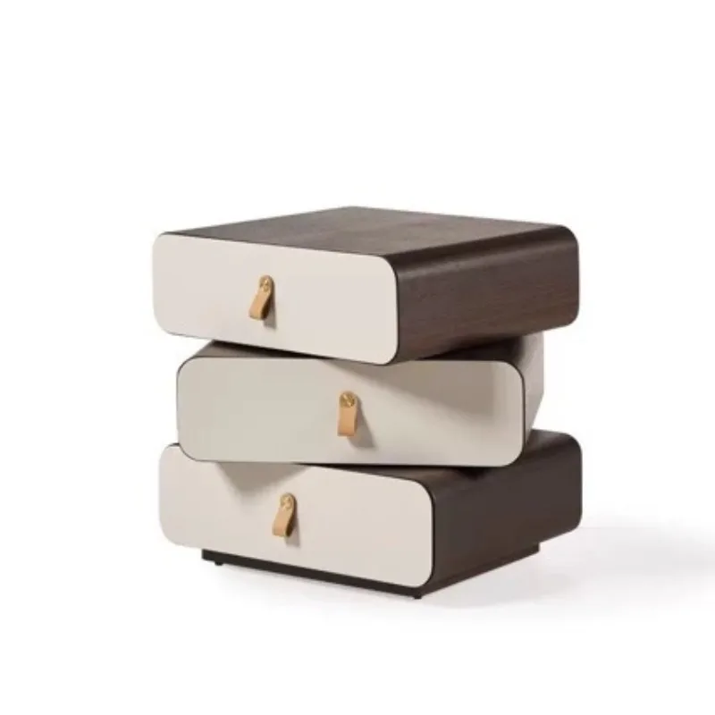 Simple and modern bedside table Cream wind solid wood storage Super narrow new three-layer light luxury bedroom