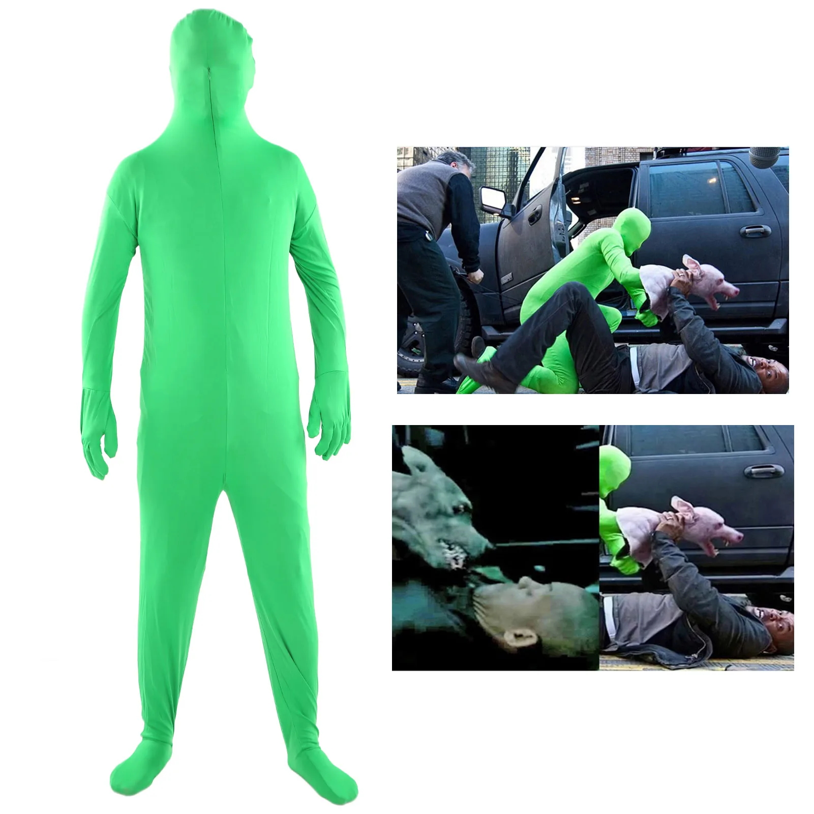 ZK40 Photography Green Chromakey Bodysuit Unisex Stretch Adult Costume Disappearing Man for Shooting